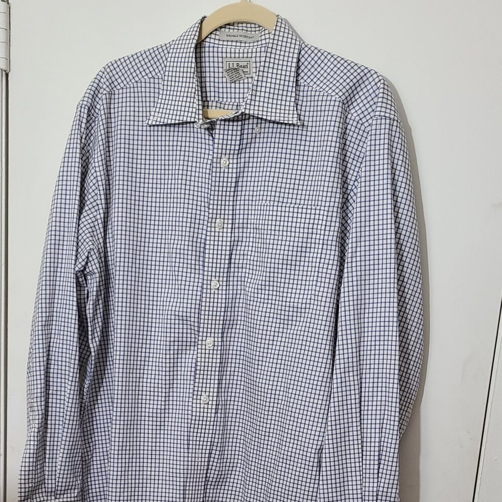 L.L. Bean Blue Men's Dress Shirt Large Subaru
